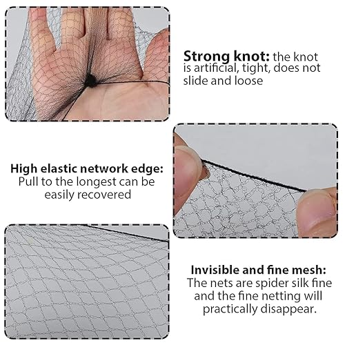 Miniatura 10 de 50 redes para el cabello invisibles con borde elástico malla para bailar ballet 20 pulgadas color marrón