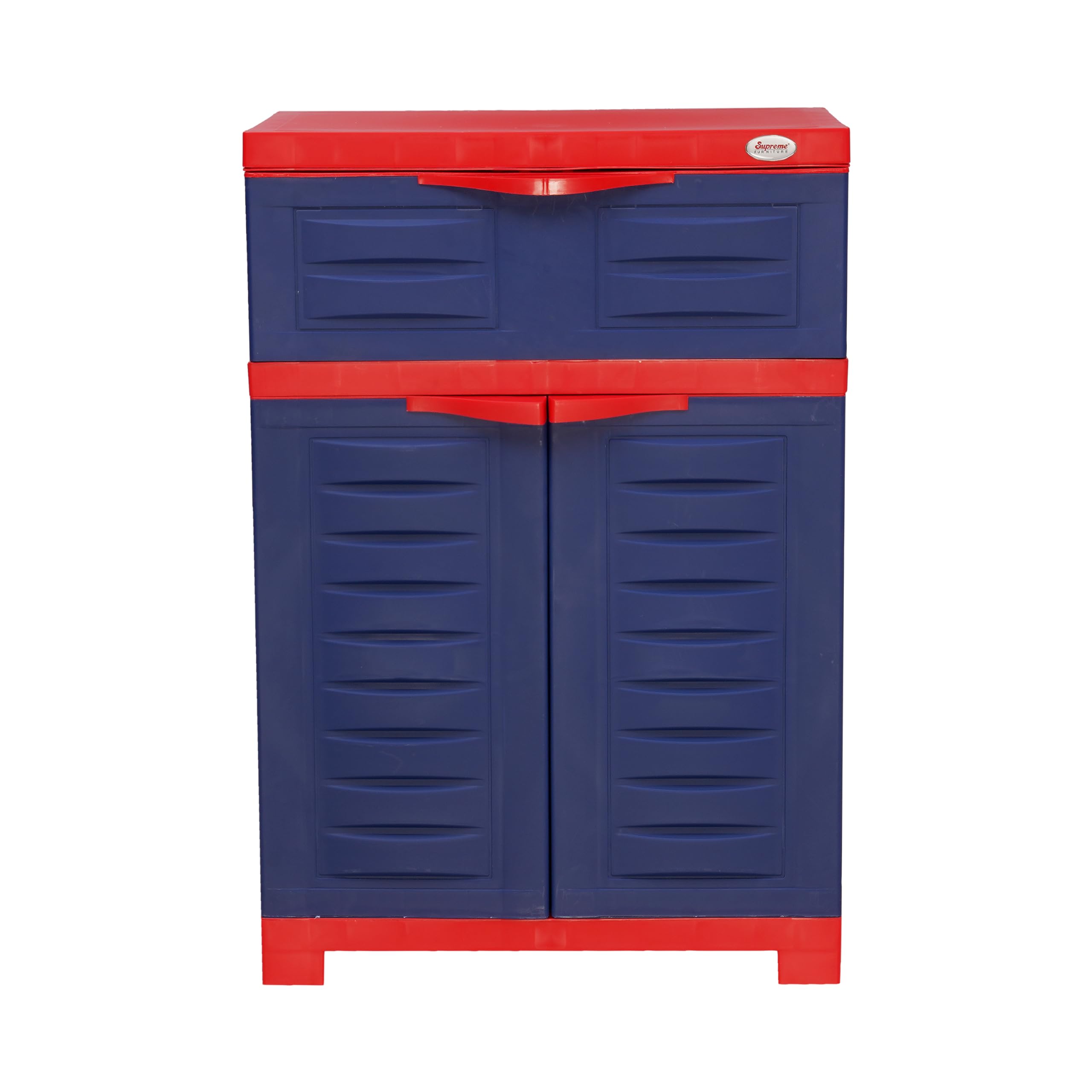 Supreme Furniture Fusion 01 TDR 1 Multipurpose Cabinet with Upper Side Drawer Waterproof Made by Virgin Plastic Cupboard/Almirah for Home (Full Size)(Assembly It Yourself)(C.RED/P.Blue)-image-10