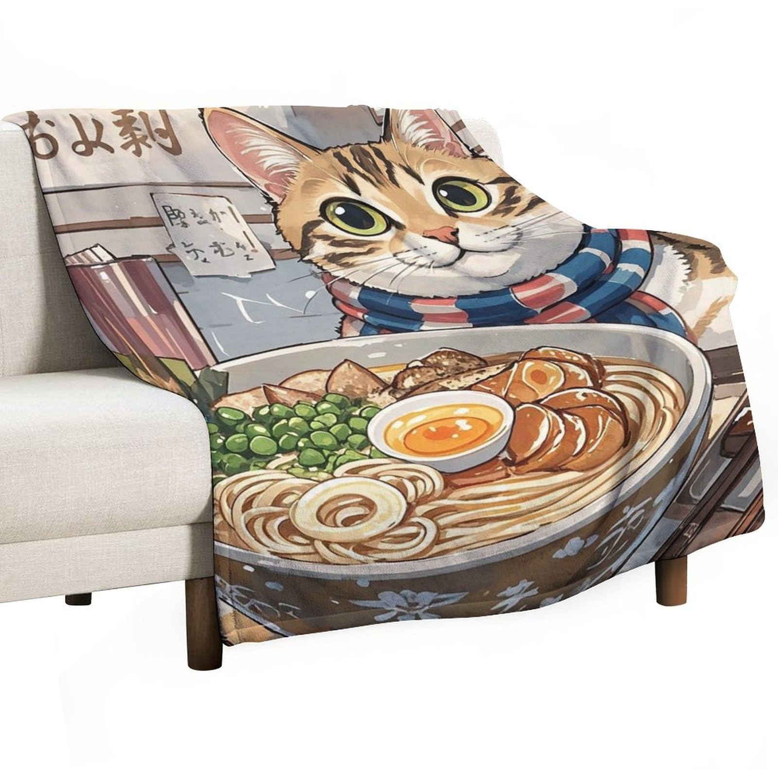 Couverture flanelle chat japonais grand plaid lit canapé confortable