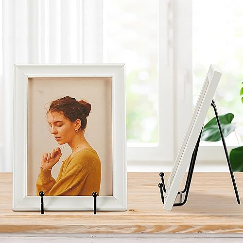 Miniatura 4 de Paquete de 10 soportes de placa de 2 tamaños para exhibidores de fotos de 4 6 pulgadas, soporte de metal negro para marco de fotos, placa