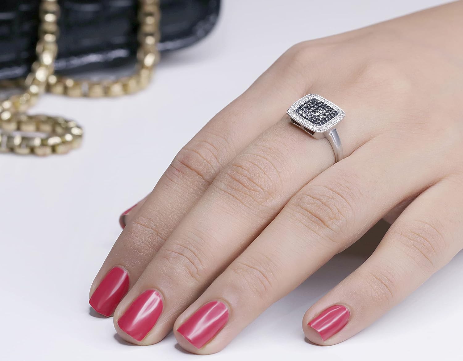 Dazzlingrock Collection 0.50 Carat (ctw) Sterling Silver Round Black & White Diamond Ladies Cocktail Ring 1/2 CT, Size 9