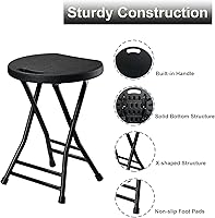Vista 10 de Taburete plegable de 24 pulgadas con asa, taburete de bar plegable con pies antideslizantes, silla plegable, taburete plegable para interiores