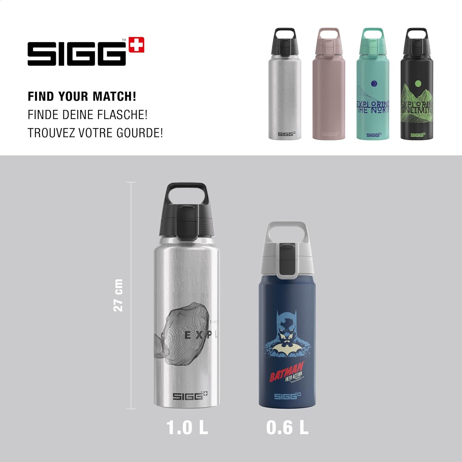 SIGG - Metal Water Bottle - WMB Pathfinder - Made in Switzerland - Carbonated Drinks - Wide Mouth - Lightweight - 34 Oz