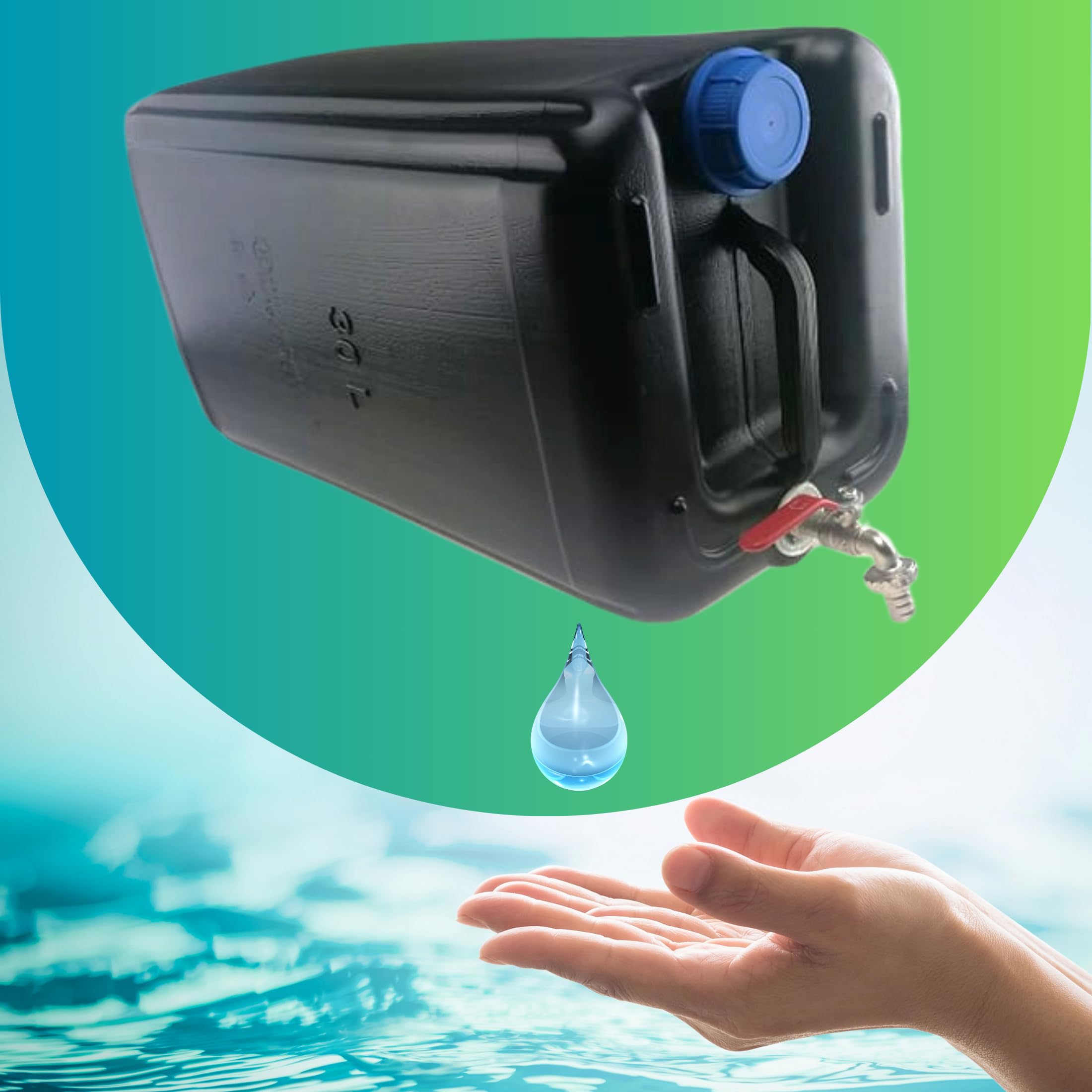 Bidón de agua de 30 l de plástico, depósito de agua con grifo, bidón de agua potable, depósito de agua, bidón de plástico, para casa, jardín, coche y camping, etc., cierre hermético