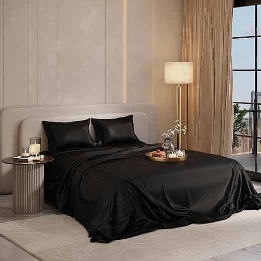 Stoa Paris King Size Black Bedsheet with 2 Pillow Covers, 300TC King Size Premium Bedsheets, Home Decor, Ultimate Comfort, 274 cm x 228 cm, Date…