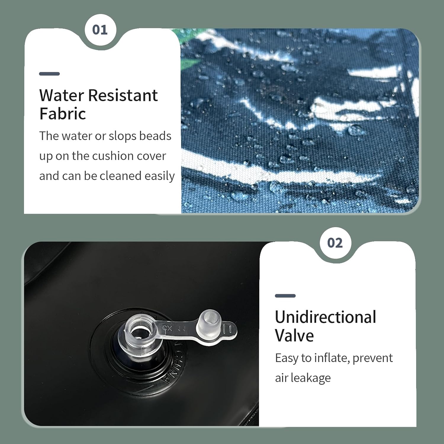 DYTXIII Inflatable Ottoman Stool D21 xH9 for Outdoor/Indoor Use, Water Repellent Patio Foot Rest with Portable Handle,Round Pouf Ottoman Suitable for Garden,Deck and Camping - Islamorada Blue Green