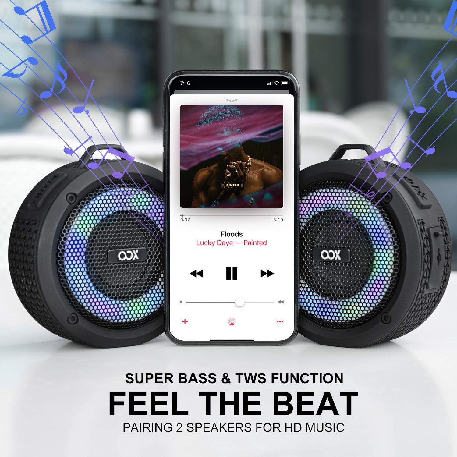 Buу 1 gеt 1 Waterproof Bluetooth Speaker Shower IPX7 Wireless Speaker with LED Lights, TWS, Loud Bass Sound, Portable Speaker for Home, Pool, Beach, Hiking, Biking Outdoor Blасk Frіdау Clеаrаnсе Waterproof Bluetooth Speaker Shower IPX7 Wireless Speaker with LED Lights, TWS, Loud Bass Sound, Portable Speaker for Home, Pool, Beach, Hiking, Biking Outdoor