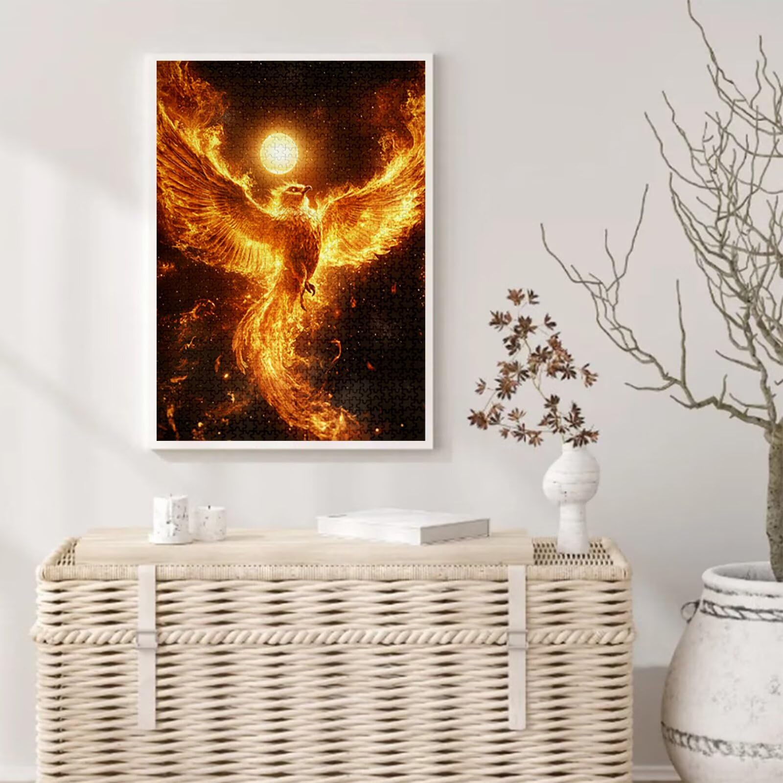 Puzzle ptak 2000 sztuk duży rozmiar dla dorosłych, wzór układanki z Phoenix z kompaktowym pudełkiem i plakatem, w zestawie do dekoracji ścian domowych, prezent dla kobiet mężczyzn, drewno układanki