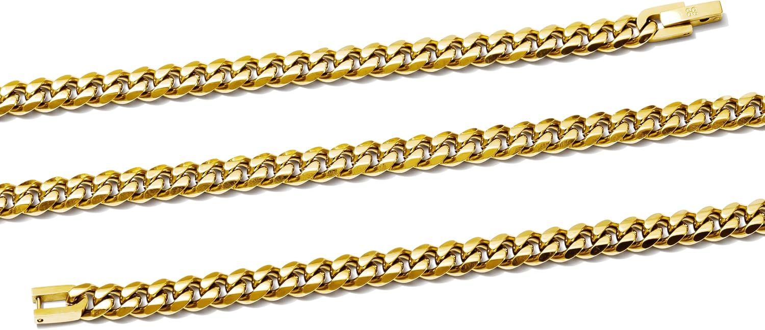 Gold Chain for Men, Women, 18K Gold Plated Men's Necklaces Chain Cuban Link Chain for Men 6mm 16/18/20/22inch