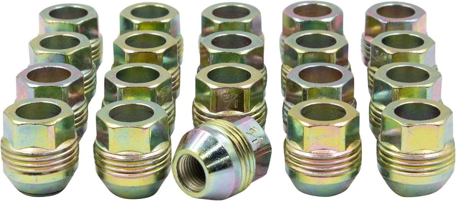 Wheel Accessories Parts 24 Pcs M14x1.5 14x1.5 Thread OEM Style Lug Nuts 1.20" Long Yellow Zinc 7/8" Hex Hex Fits 1999+ Chevrolet GMC Silverado Sierra 1995+ Tahoe Yukon 9598178 ｜ 611-115 ｜ 9595175 ｜