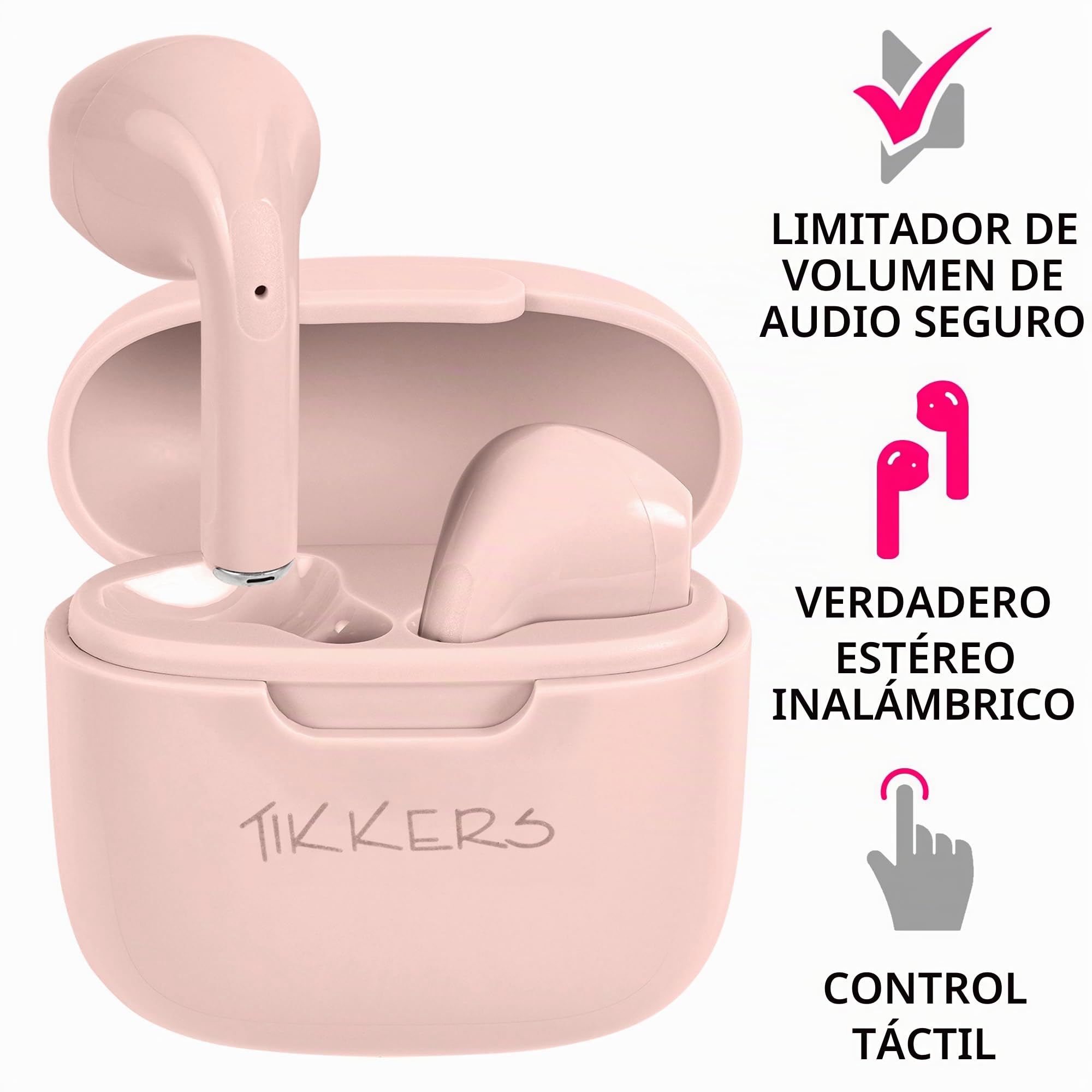 Tikkers Smart Series 13 - Juego de Reloj Inteligente y Auriculares con Correa de Silicona Rosa TKS13-0031-SET