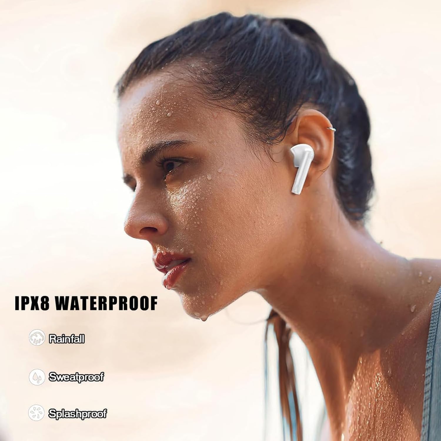 Cuffie Bluetooth, Auricolari Bluetooth 5.3 Wireless, 48 Ore Cuffie In Ear Wireless Stereo HiFi con 4 ENC Cancellazione Rumore, Cuffiette Senza Fili Touch Control IPX7 Impermeabile per iPhone Android