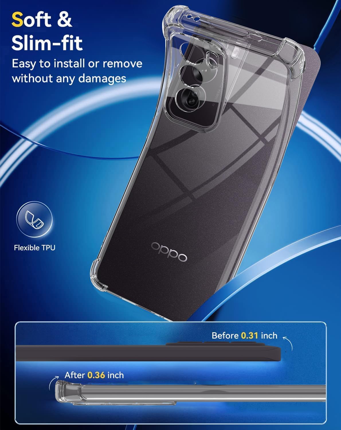 Cover Trasparente Per Oppo Reno12 / Reno 12 5G Con 1 Pellicola In Vetro Temperato - TPU Morbido Antiurto