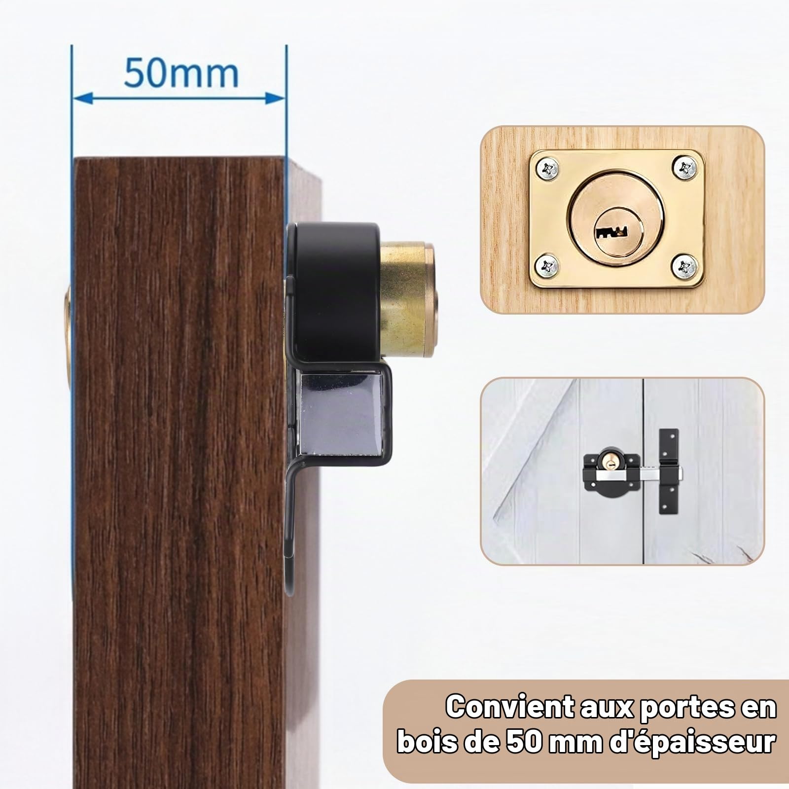 Zocipro Serrure de Portail à Longue Portée 50 mm en Acier Inoxydable