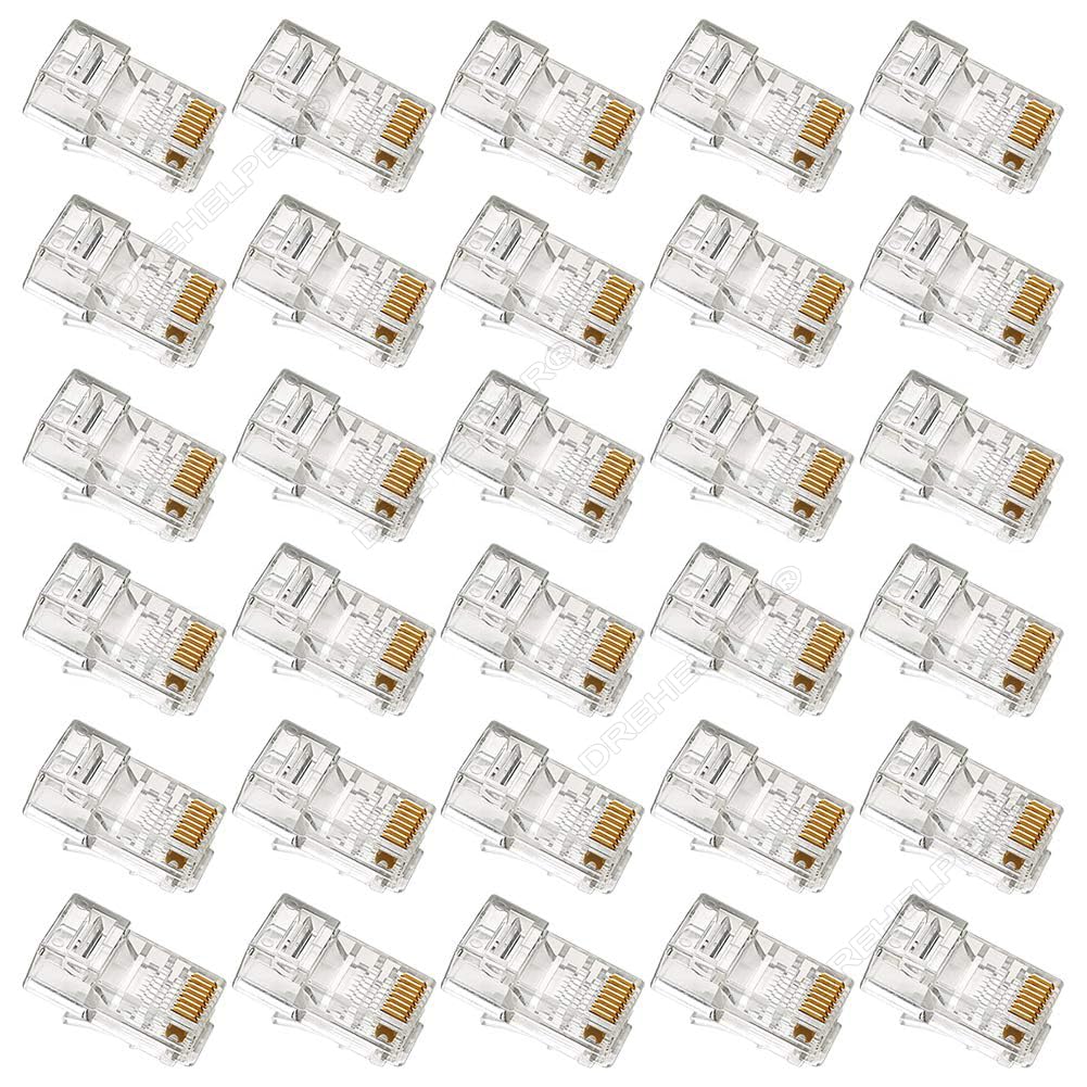Cat6 Cat6E RJ45 Gold Plated Connectors,Gigabit Network RJ45 8P8C Ethernet Plugs,Ethernet Modular Plugs Ends Protect Boots (30*Gold Plated Cat6E Connectors)