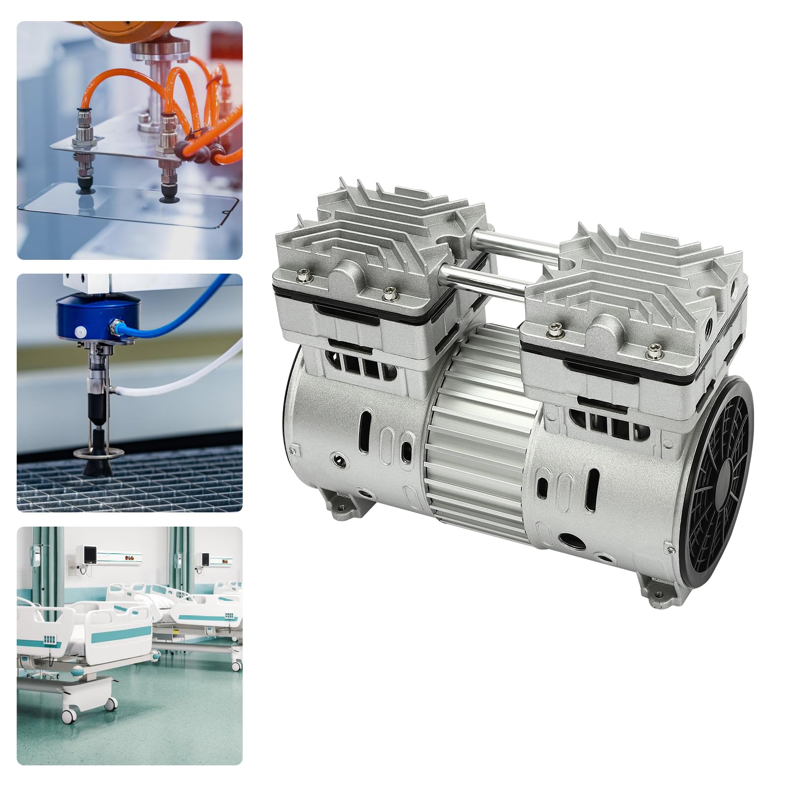 Bomba de vacío sin aceite, compresor de aire, 800 W, silencioso, estable, ecológico, motor de cobre, ideal para laboratorio, medicina, procesamiento de alimentos