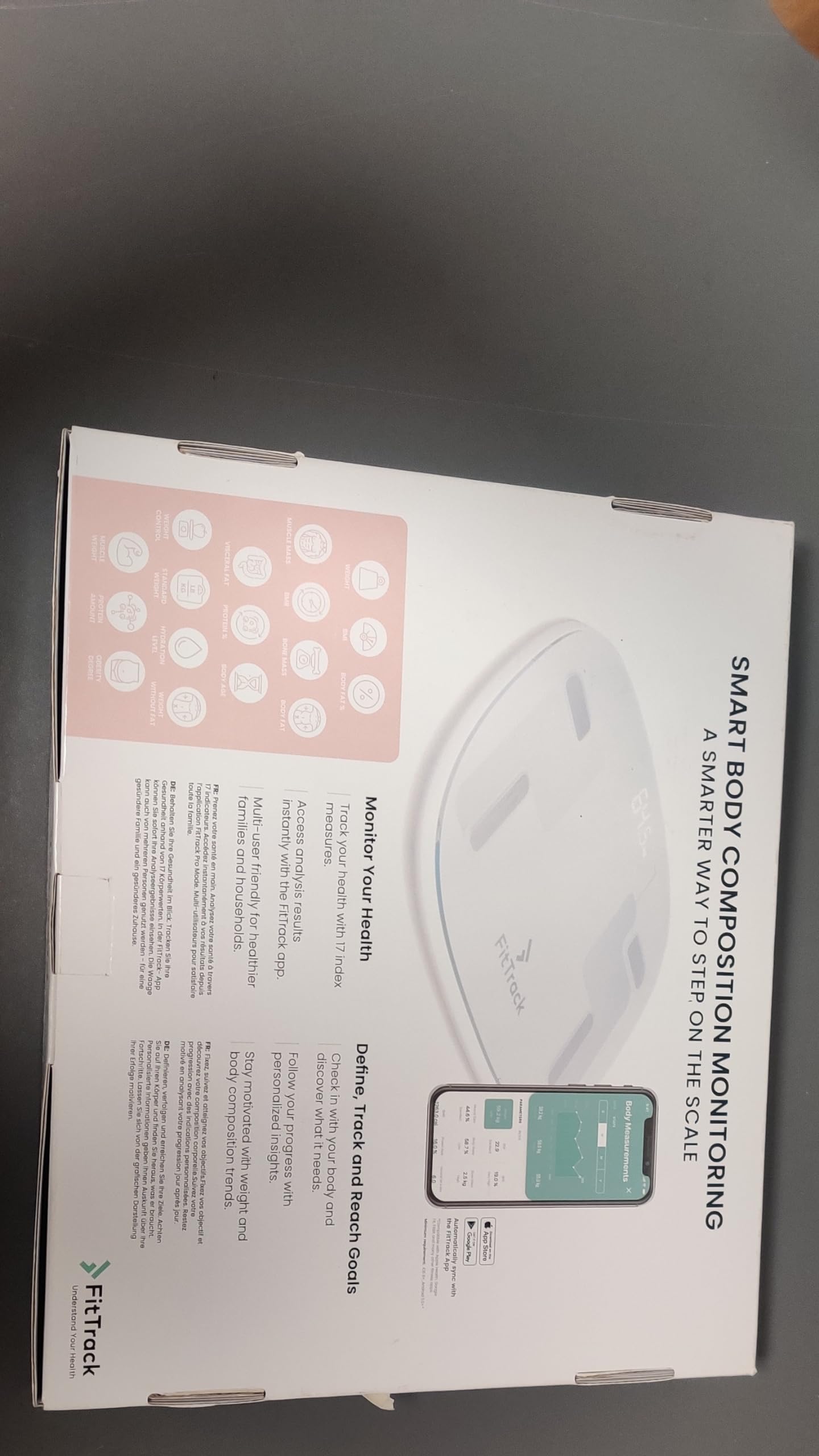 FitTrack Beebo Balance Connectée Familiale (Digitale) - Mesure l'IMC & Masse Graisseuse - Mode Femme Enceinte et Enfant - Balance de Salle de Bain Bluetooth en Verre - Application IOS et Android