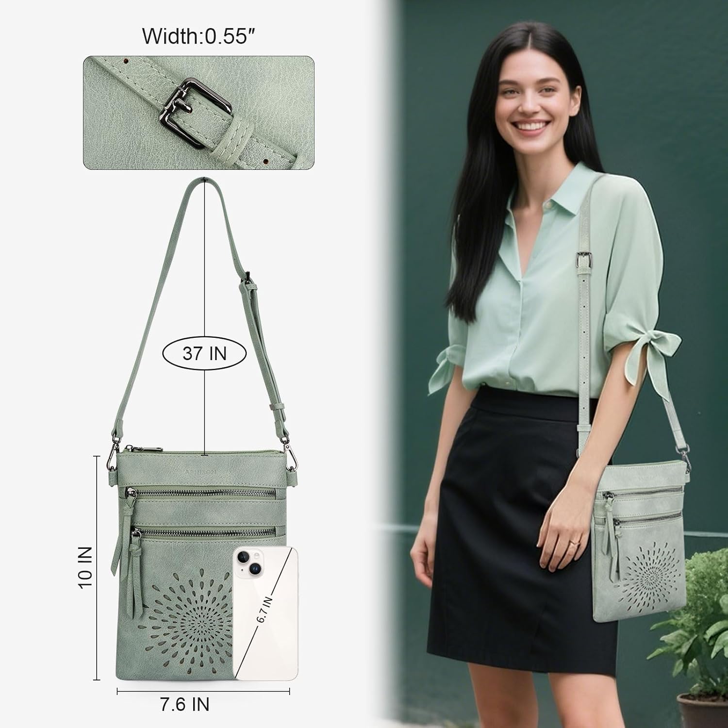 APHISON Crossbody purse for Women, Vegan Leather Sunflower Crossbody Phone Handbags with Adjustable Strap - Image 2