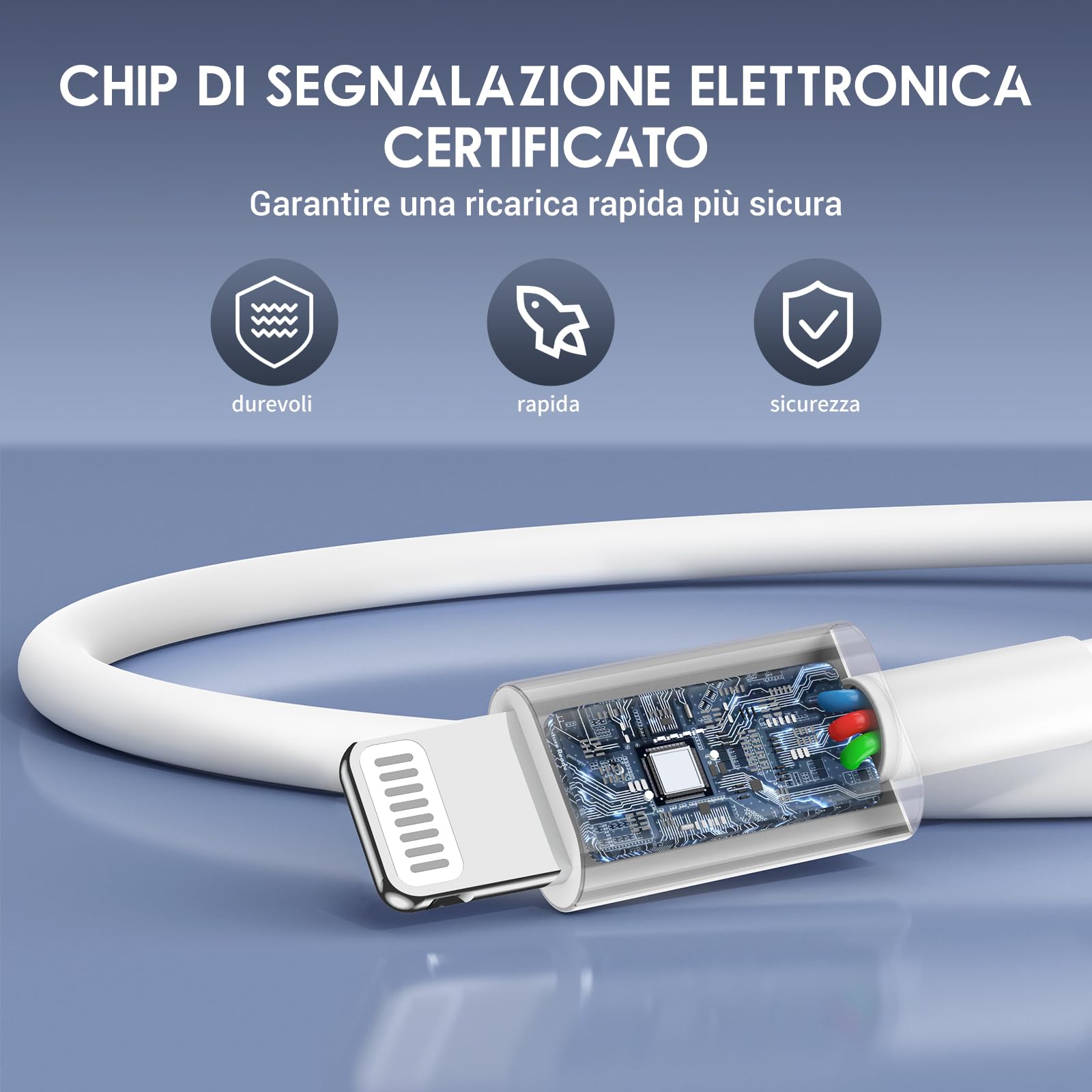 QZIIW Cavo Per iPhone,Originale Apple Certificato MFi,Cavo USB Apple Ricarica Rapida,Cavo Lightning 4 Pezzi 1M+2M,Cavo USB A to USB Lightning per iPhone 14 13 12 11 Pro Max XS XR X 8 7 6 5 SE iPad