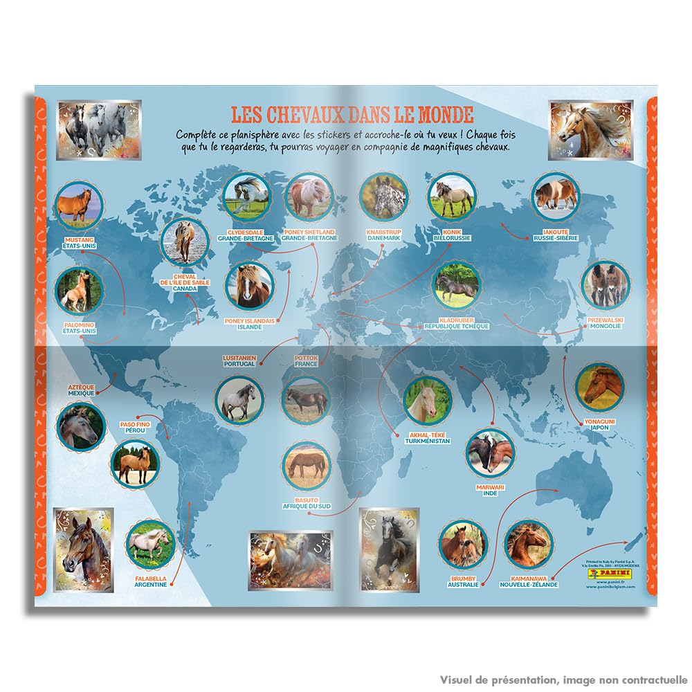 Panini Chevaux Du Monde 2025 – Blister 12 Pochettes + 2 Offertes (70 Stickers), Collection Officielle