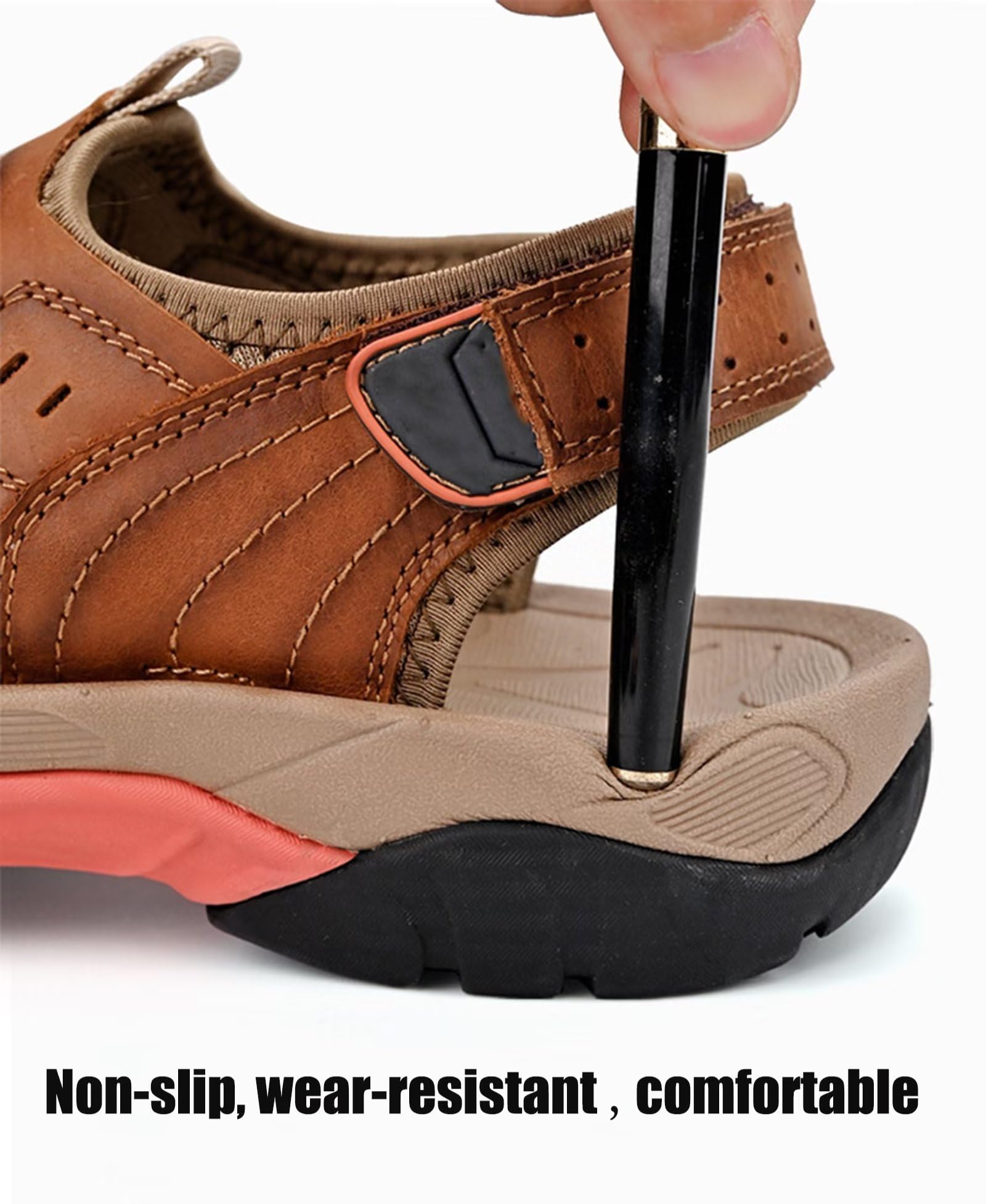 Sandali Sportivi da Uomo, Punta Chiusa Sandali in pelle Traspirante,Scarpe Uomo