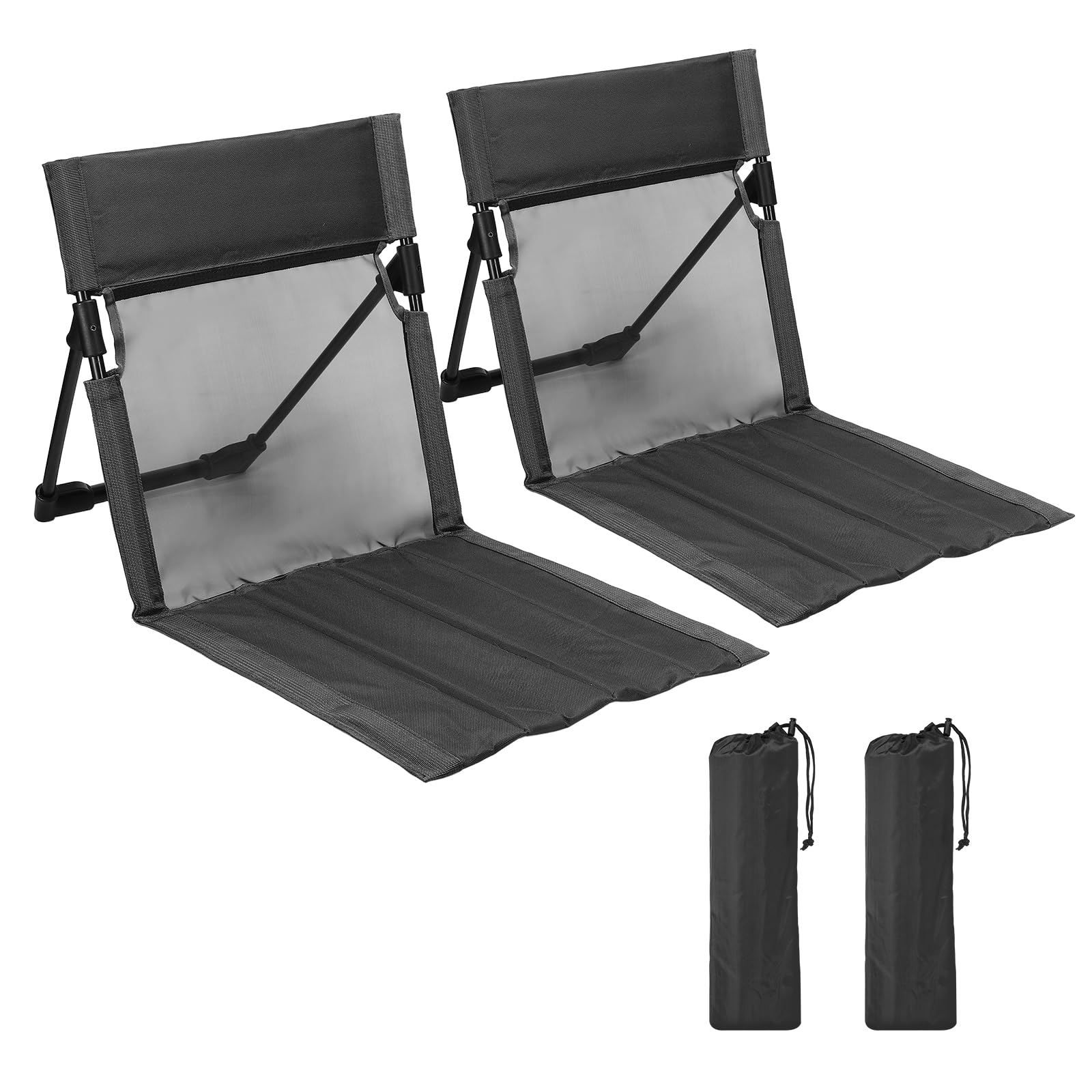 PATIKIL 2Pcs Foldable Camping Folding Poolside Chairs Beach Chair Black