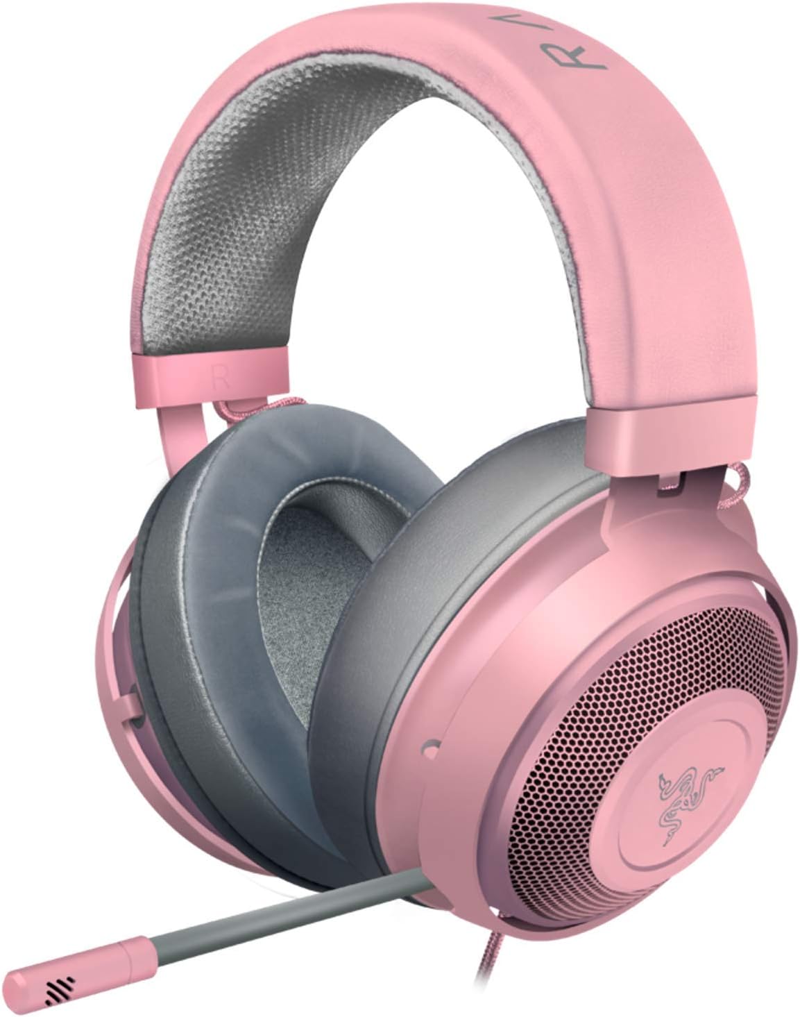 Razer Kraken Gaming Headset: Lightweight Aluminum Frame, Retractable Noise Isolating Microphone, For PC, PS4, PS5, Switch, Xbox One, Xbox Series X & S, Mobile, 3.5 mm Audio Jack - Quartz Pink