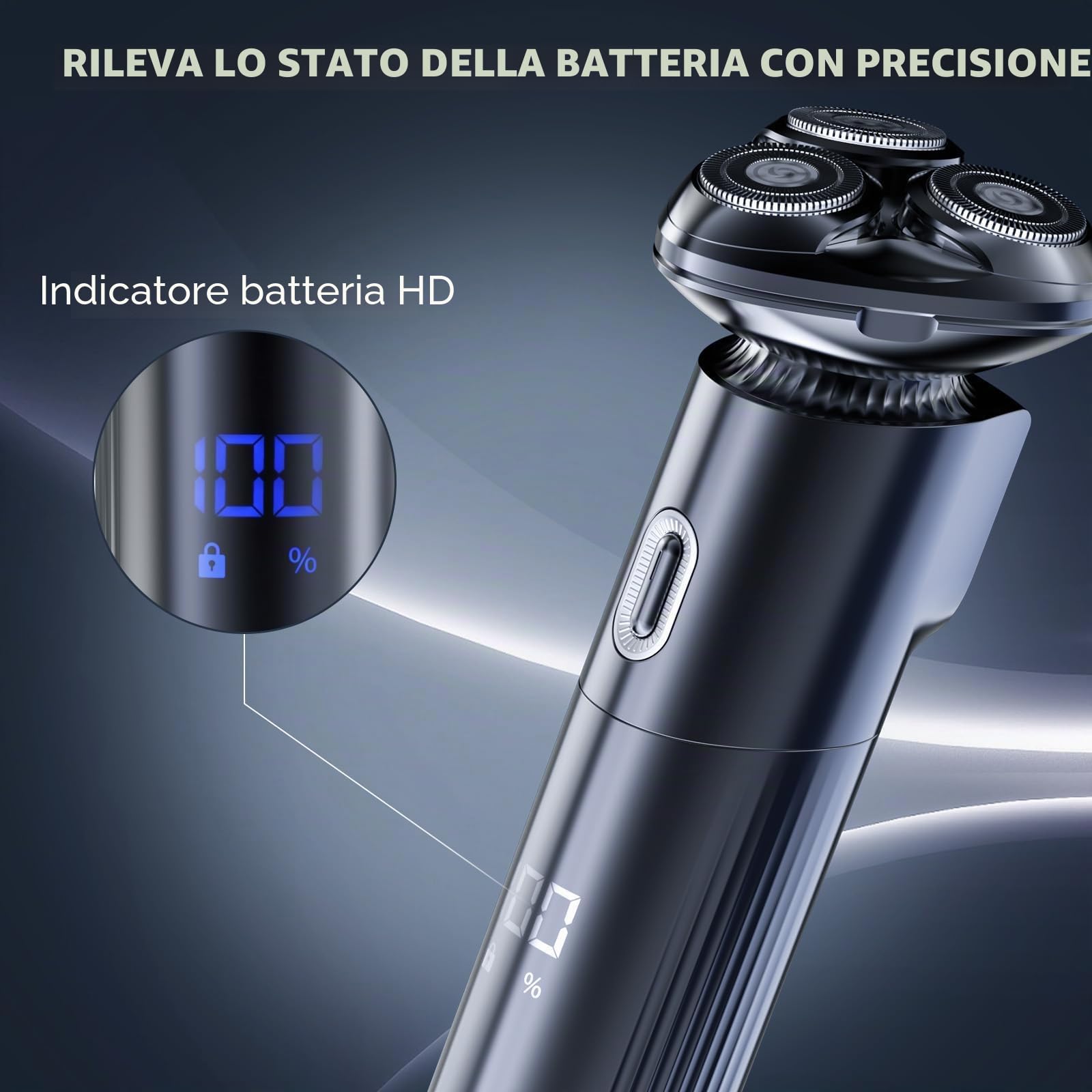 Rasoio elettrico da uomo rasoio elettrico - rasoio da uomo elettrico 3D a secco con testine di rasatura magnetiche IPX7 con blocco da viaggio rasoio bagnato e asciutto