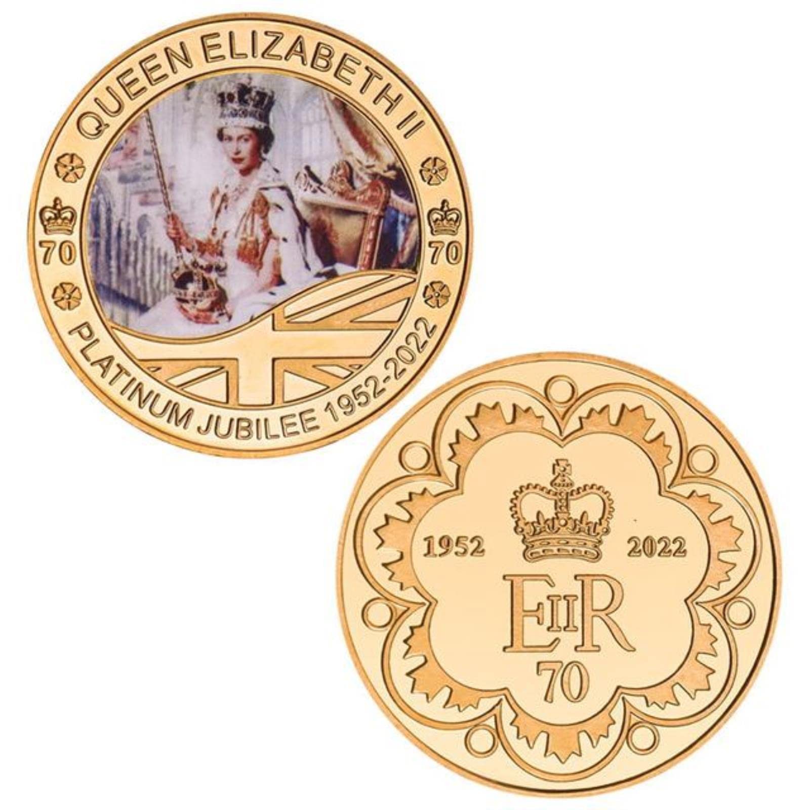 WLTY 1926-2022 Queen Elizabeth II Gold Commemorative Coin with Gift Box Royal Family Challenge Coins Collectible Medal Souvenir Gifts