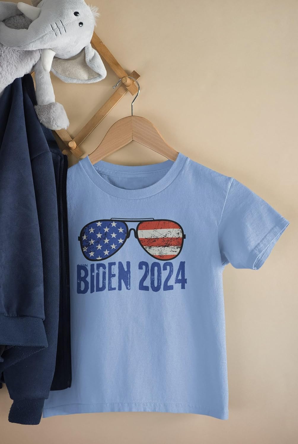 Election 2024 Biden USA Patriotic Aviator Glasses Toddler T Shirt