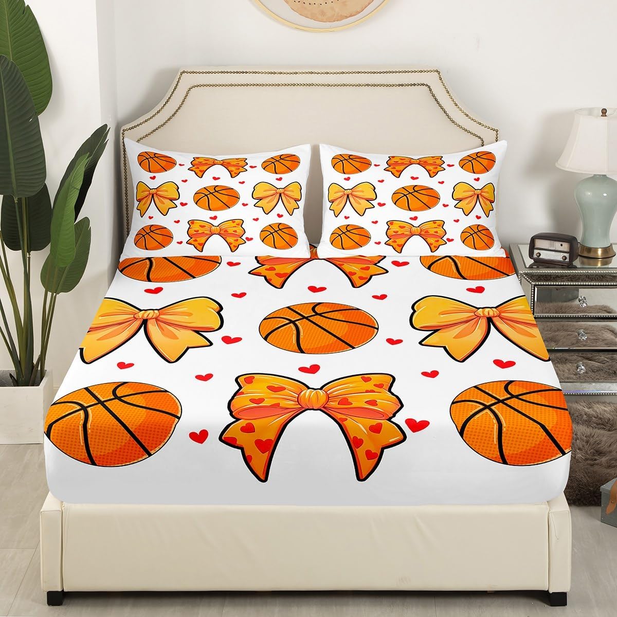 Erosebridal Watercolor Bowknot Bed Sheets,Cute 3D Cartoon Chicken Fitted Sheet Full Size,Kawaii Farmhouse Animal Bedding Set 3Pcs(1 Fitted Sheet,2 Pillowcases)