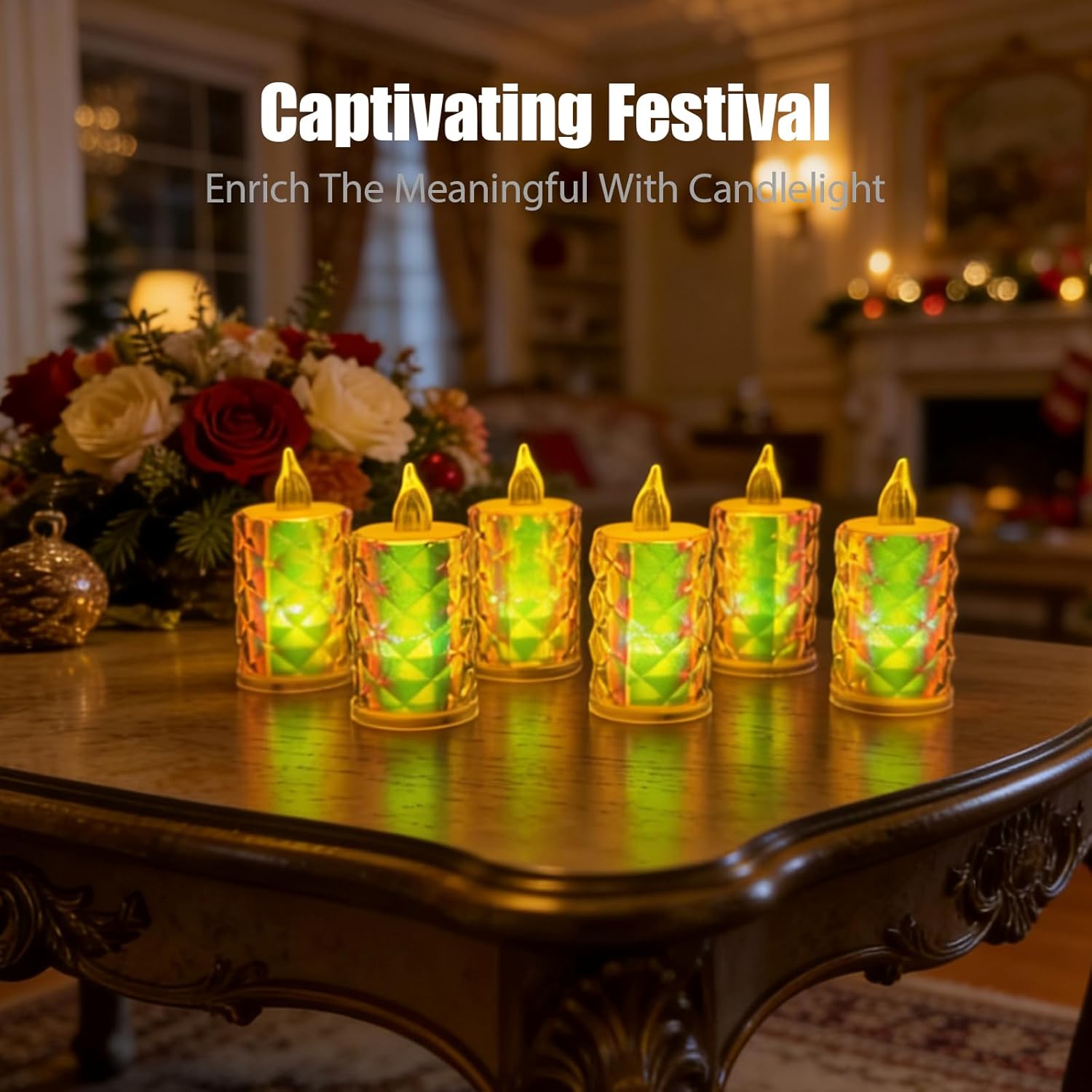 24 Pack Crystal LED Tea Light Candles, Battery Operated, 100+ Hours Fake Electric Candle Lights for Votive, Centerpiece Table Decorations