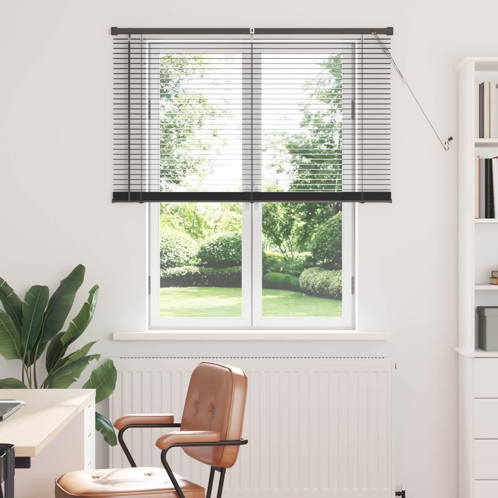 vidaXL Store Vénitien Gris Argenté 150 x 120 cm 25 mm PVC, Solution Moderne de Stores vénitiens, durables pour Bureau à Domicile, Filtration de lumière réglable, Protection de la Vie privée