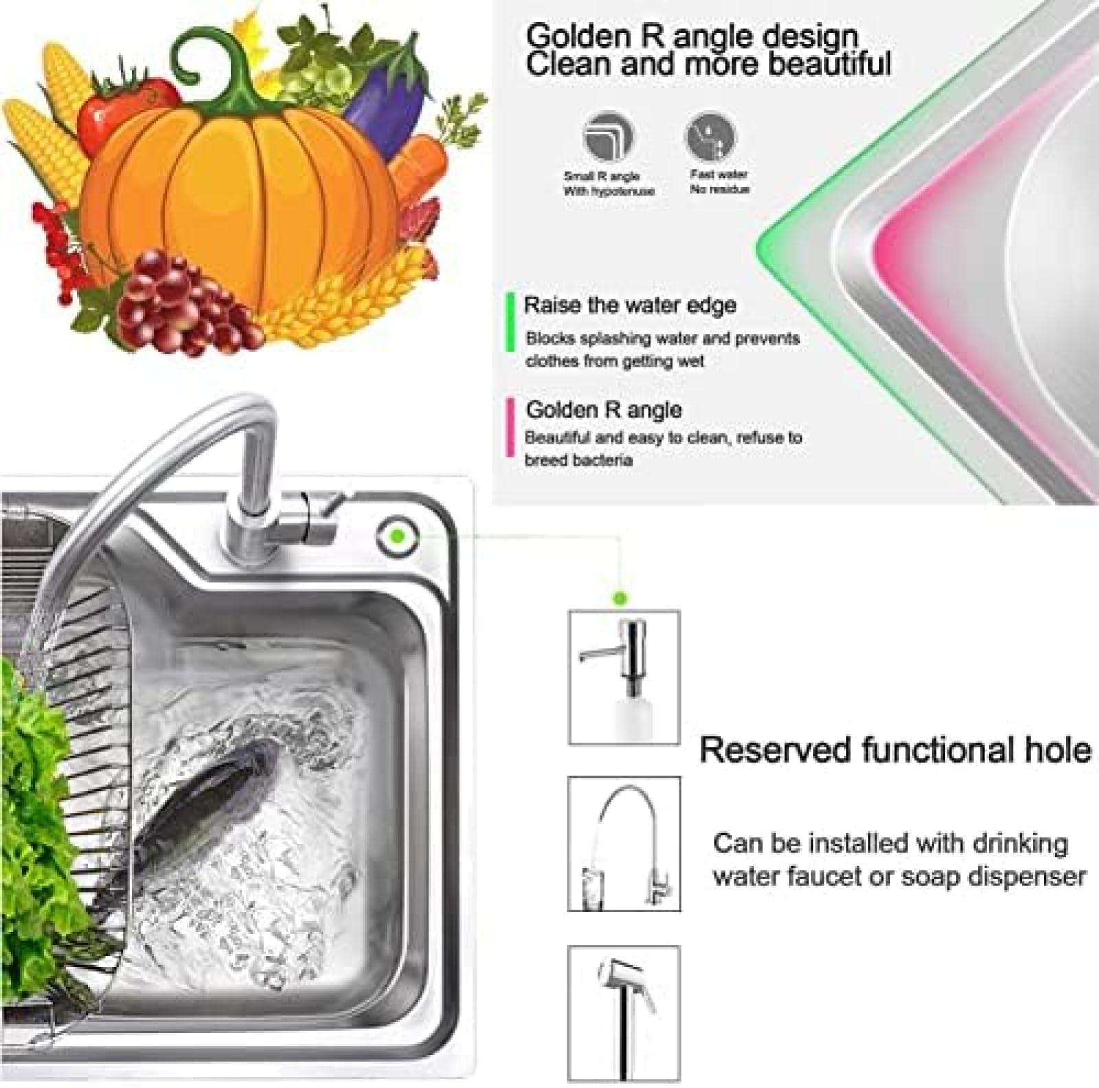 Allzweckwaschbecken, Wäschewanne Mit Ständer Und Heißem Kaltwasserhahn, Einzelbecken-Küchenspüle Aus Edelstahl, Mehrzweck-Waschbecken, Tragbares Waschbecken Für Waschküche, Garage, Keller, Außen-