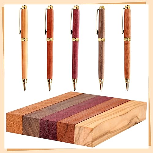 Miniatura 5 de Qilery 50 piezas de bolígrafos de madera exótica suministros de torneado de manualidades, kit de torneado de bolígrafos, nogal negro, madera de