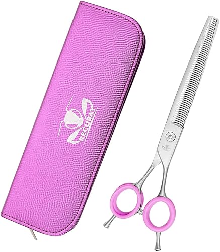 Tijeras de aseo para perros, tijeras de 7.0 pulgadas con color mate de lujo, 56 tijeras de adelgazamiento de dientes