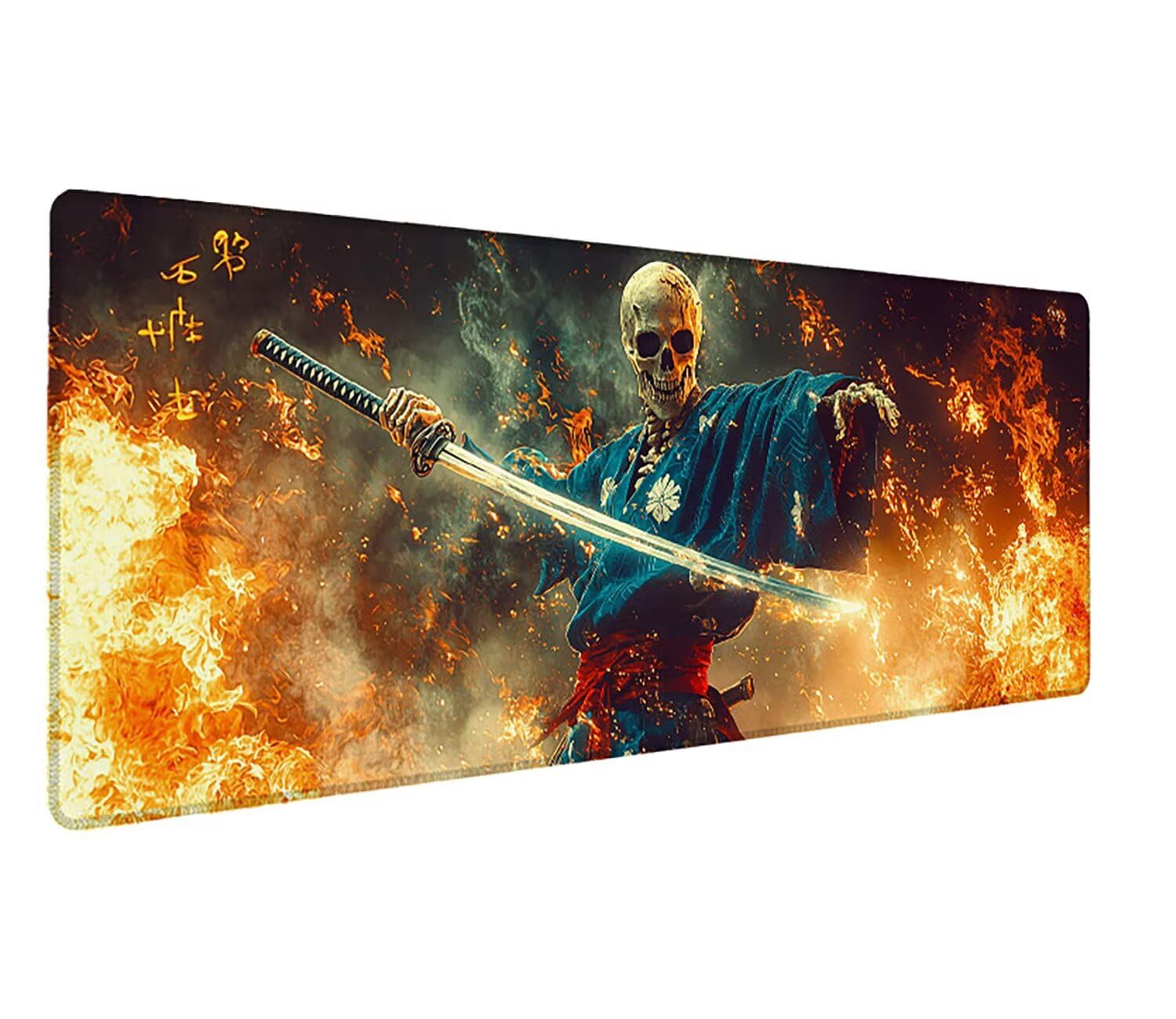 Podkładka pod mysz XXL retro szkielet podkładka pod mysz do gier - 1400 x 600 x 3 mm - podkładka na biurko z antypoślizgową gumową podstawą, podkładka pod mysz z wszytymi krawędziami do komputera PC