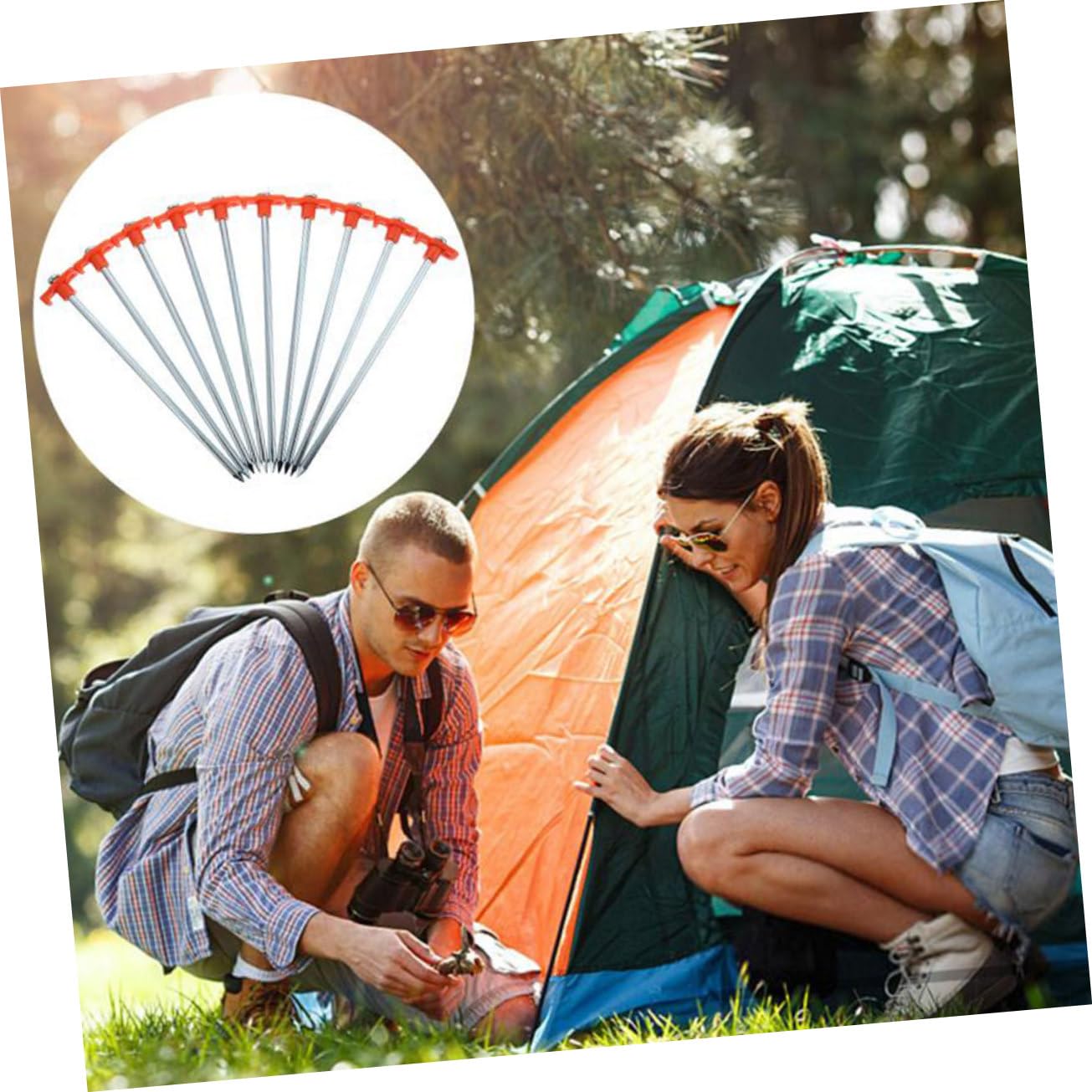 Kisangel 12 Piezas Piquetas para Camping Estacas Resistente para Tiendas con Diseño Práctico para Viento Accesorios de Acampada para de y Hielo
