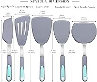Vista 6 de To encounter 5 Pieces Silicone Spatula Set, Non-Stick Silicone Turner Spatulas, Heat Resistance Cooking Utensils, Flip Turner for Fish, Egg