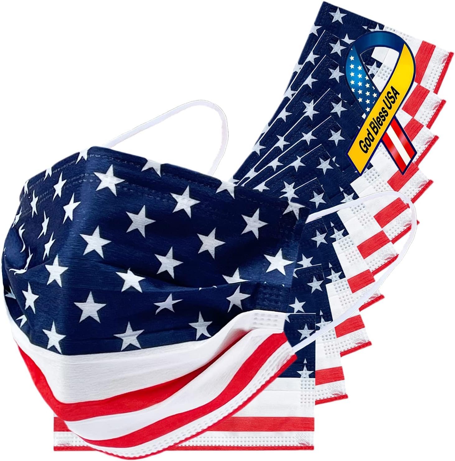EverydayspecialEverydayspecial Disposable Safety Mask 3 Layer Protection Face for Adults 50 pcs (American Flag), 50 Count (Pack of 1)