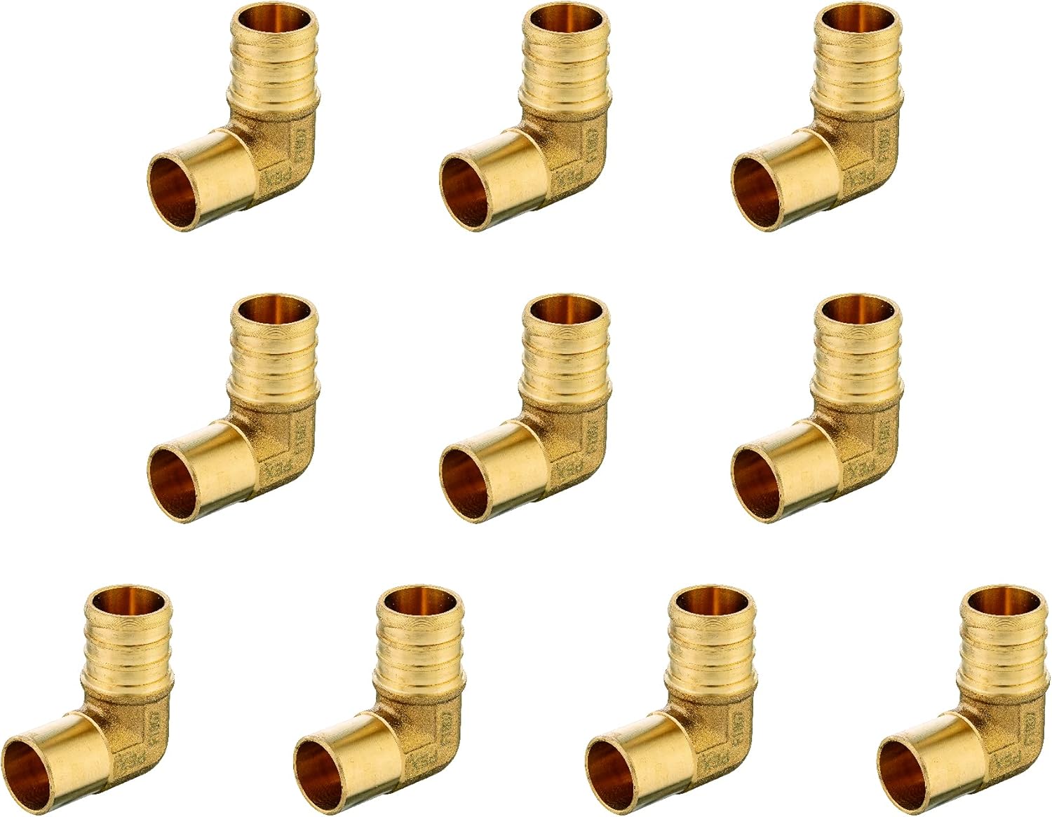 (Pack of 10) EFIELD Pex 3/4 x 1/2 Female Sweat 90 Degree Elbow Copper Adapter(Over Copper Tube) Brass Crimp Fittings