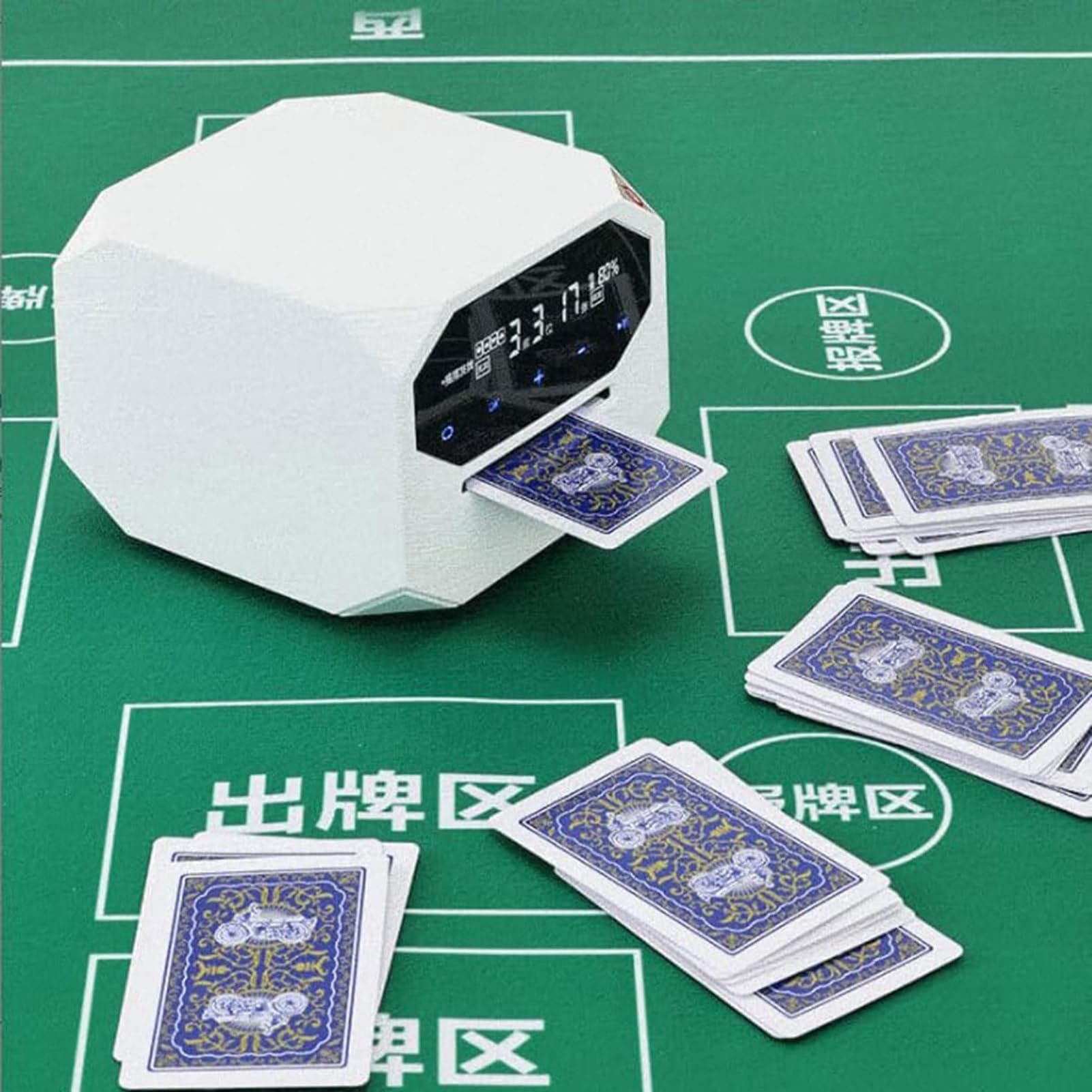 Barajador Y Repartidor Automático De Cartas, Máquina Eléctrica Portátil para Repartir Cartas, Programable, para 1-2 Barajas, Soporte Giratorio De 180° Y 360°, para 8 Jugadores, para Póquer, Black