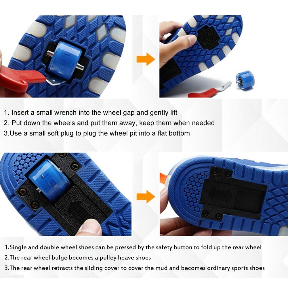 Zapatillas luminosas LED para niños con ruedas con botón de presión ajustable, patines en línea, para deportes al aire libre, fitness, gimnasia, zapatillas de correr