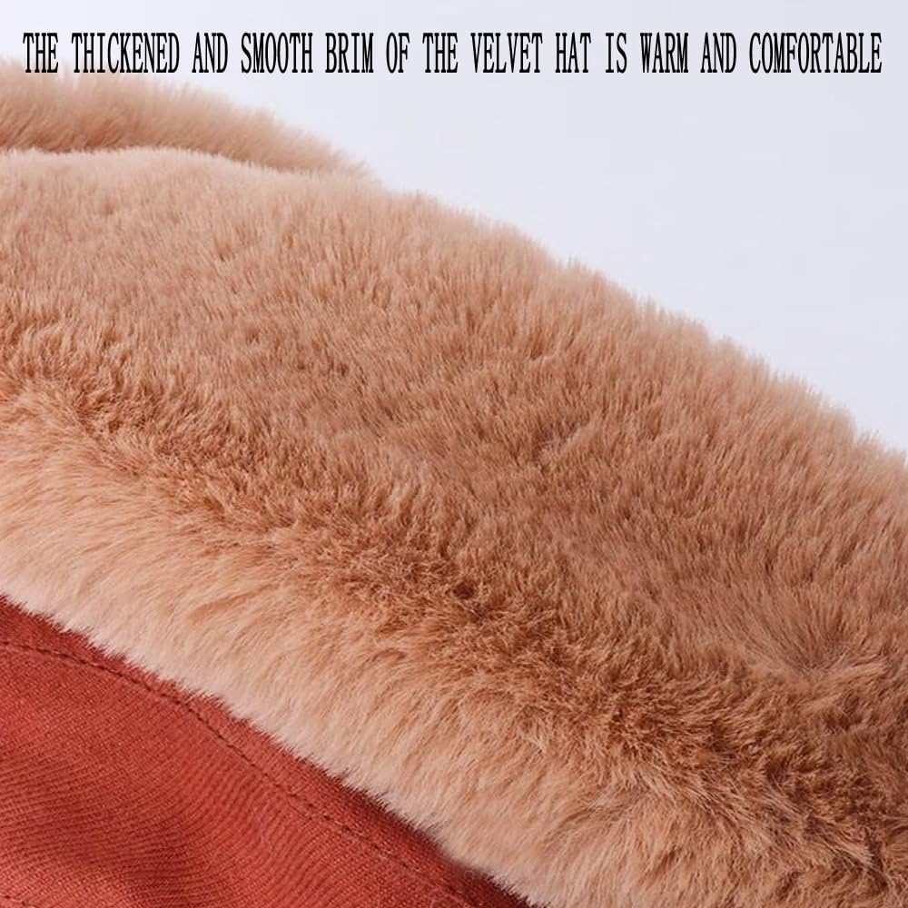 XYX Women Winter Knit Fleece Lined Bucket Hat Beanie Hat Rolled Brim Faux Fur Crochet Skull Cap - Image 8