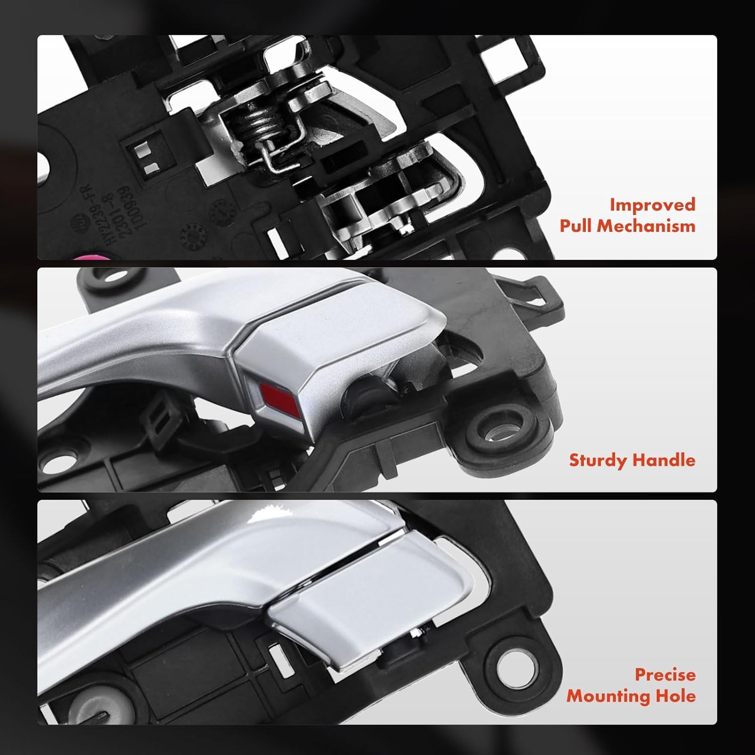 A-Premium Front Left Driver Side Interior Door Handle Compatible with Hyundai Accent 2018 2019 2020 2021 2022, Silver Lever