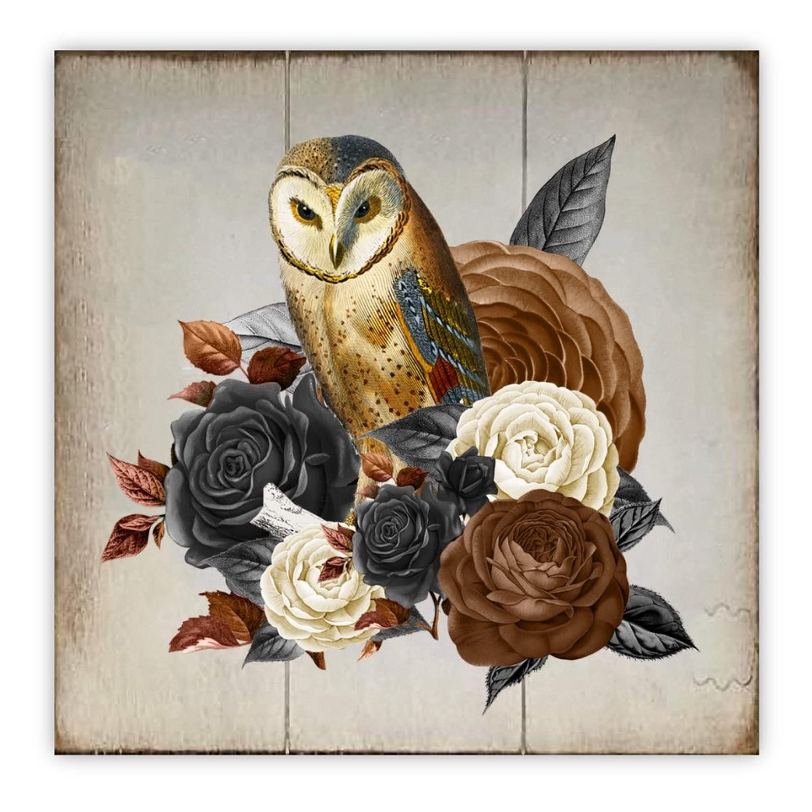 Panneau Halloween bois hibou marron pour habiller un mur vide facilement