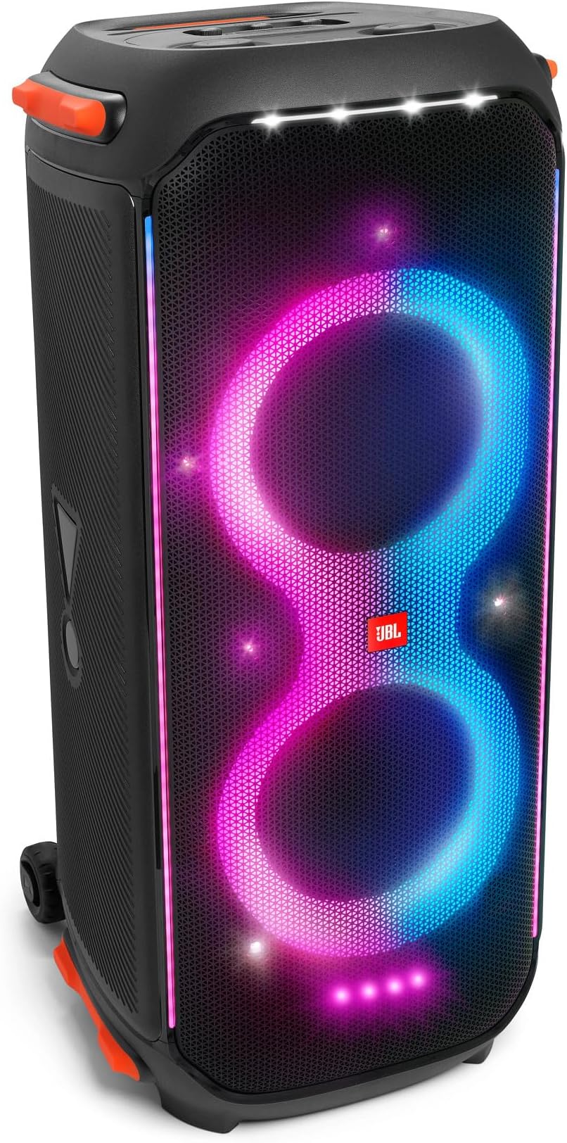 JBL PartyBox 710 Portable Indoor and Outdoor Party Speaker with Built-In Lights, IPX4 Splashproof Design, Deep Bass and Robust Wheels, Black