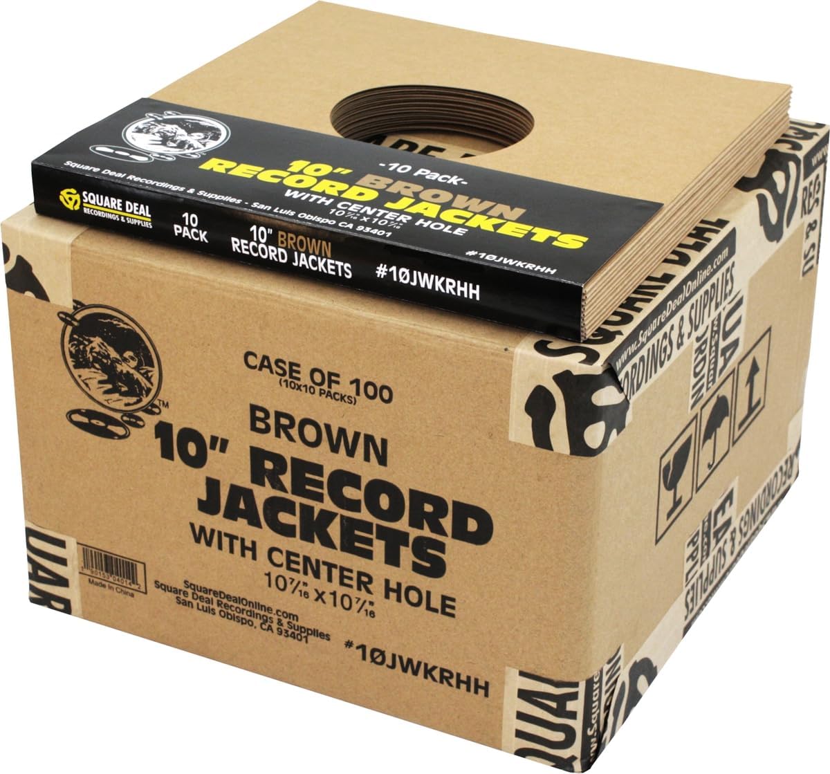 10" Record Jackets - Kraft Brown - with Hole (50)