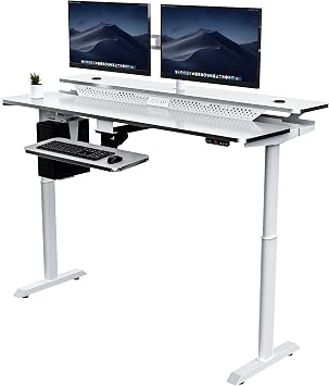 VERSADESK 72-Inch Electric Standing Desk, Commercial Grade Height Adjustable Sit Stand Desk, Ergonomic Computer Desk for Home Office & Office with Electric Lift, White Frame, White Surface