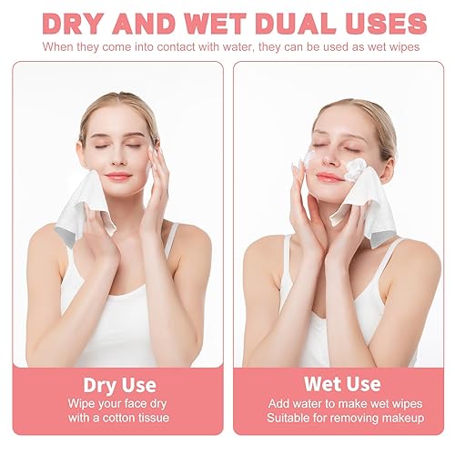 Miniatura 3 de 100 toallas faciales desechables, paños ultra suaves y gruesos, toallas faciales biodegradables para piel sensible, toallitas secas desmaquillantes,